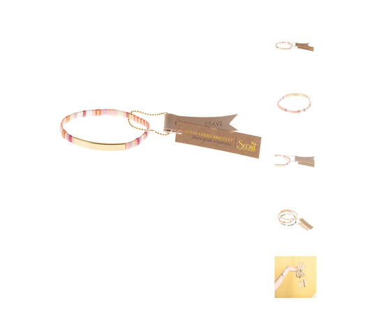 Good Karma Miyuki Bracelet | Brave - Pink Multi/Gold  GK006