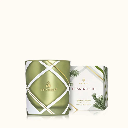 Thymes - Frasier Fir Frosted Plaid 6.5 oz Poured Candle