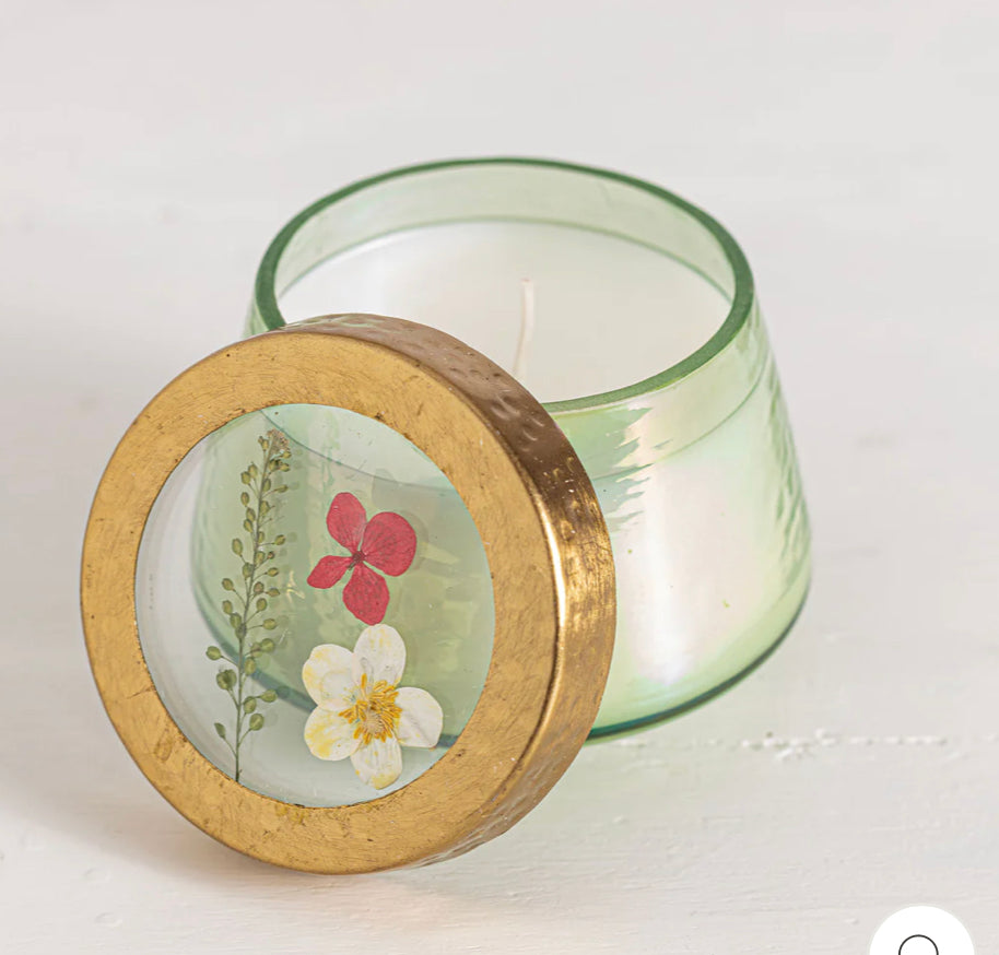 Rose Rings -  TOMATO VINE SMALL WATERCOLOR PRESSED FLORAL CANDLE