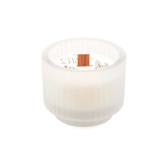 Paddywax - Cypress + Fir - Frosted White Ribbed Glass 5 oz