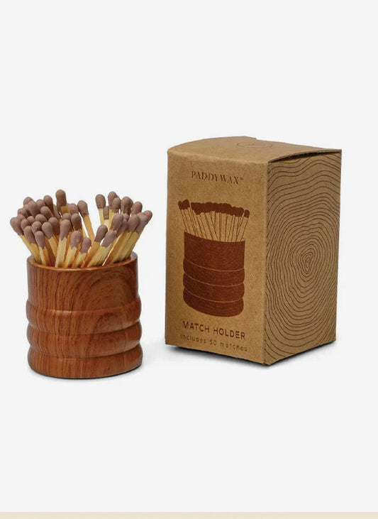 Paddywax - Match Holder: Grain Brown Ceramic Wood