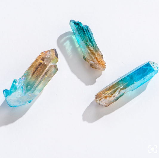 Peach - Teal Ombré Quartz Crystal Points