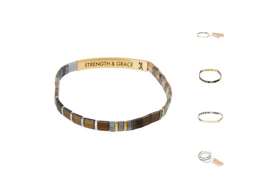 Good Karma Miyuki Bracelet | Strength & Grace - Gunmetal/Gold  GK016