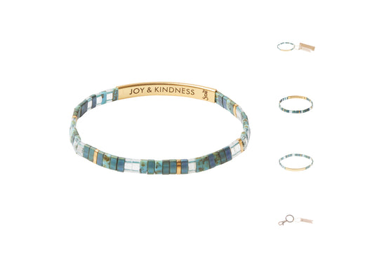 Good Karma Miyuki Bracelet | Joy & Kindness - Marine/Gold  GK019