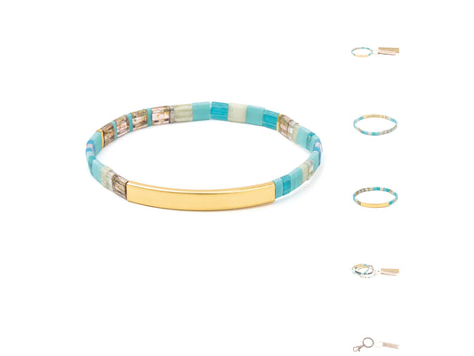 Good Karma Miyuki Bracelet | Just Breathe - Tonal Turquoise/Gold  GK023