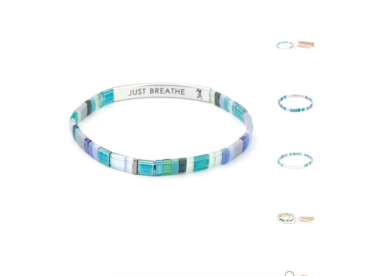 Good Karma Miyuki Bracelet | Just Breathe - Turquoise/Green/Silver  GK026