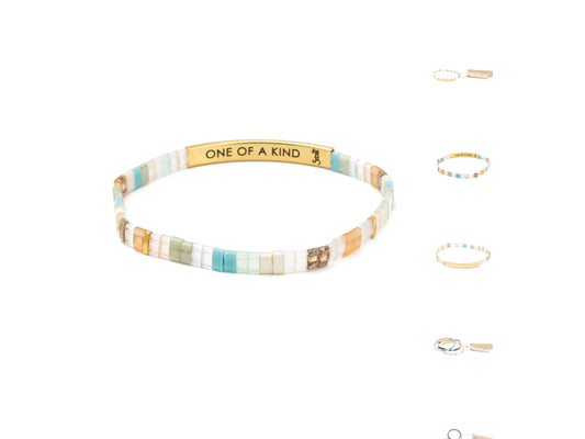 Good Karma Miyuki Bracelet | One Of A Kind - Mint/Peach/Gold  GK024