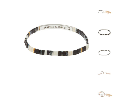 Good Karma Miyuki Bracelet | Sparkle & Shine - Raven/Silver  GK021