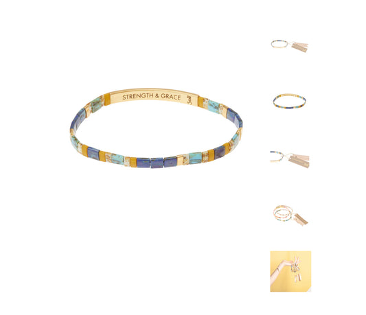 Good Karma Miyuki Bracelet | Strength & Grace - Indigo/Gold  GK001