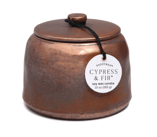 Paddywax - Cypress & Fir - 11oz Bronzed Glazed Ceramic Jar