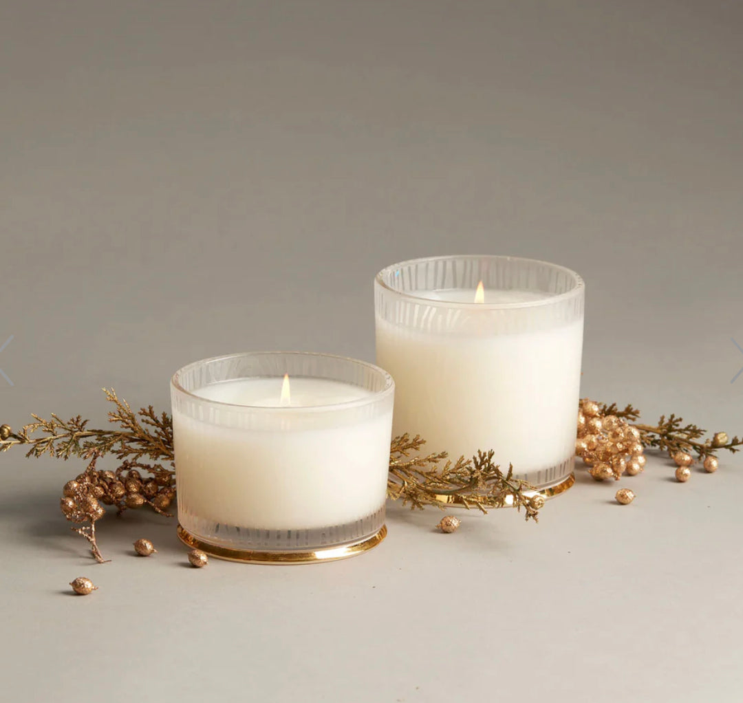 Thymes - Frasier Fir 9oz Gilded Frosted Wood Grain Candle