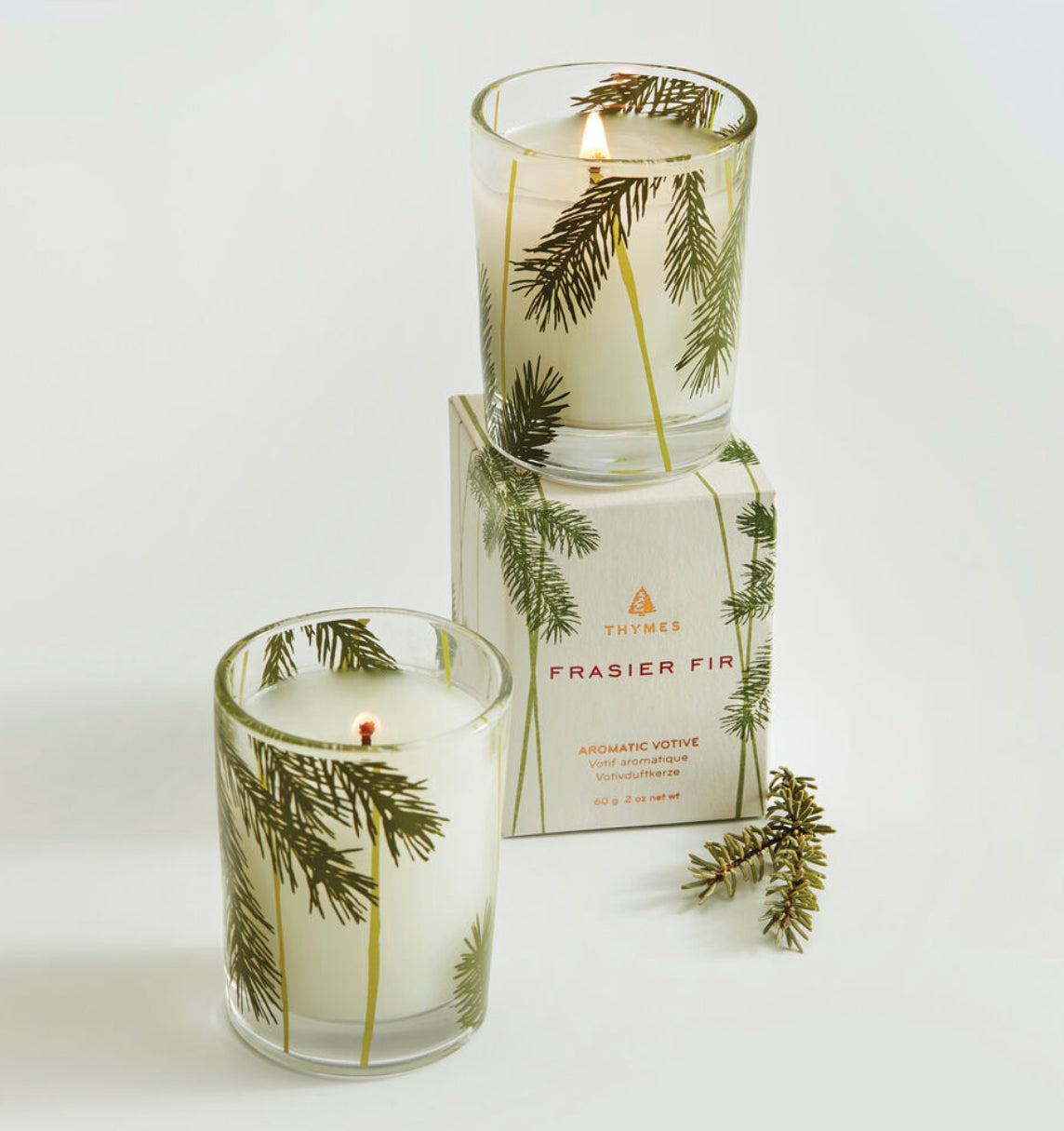 Thymes - Frasier Fir 2oz Votive Candle Pine Needle design