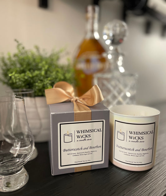 Whimsical Wicks - Butterscotch and Bourbon 9oz Boxed Candle