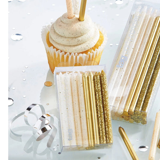 Sparkle N Shine Short Birthday Party Candles, Set of 24, Gold